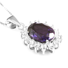 Load image into Gallery viewer, 3 Carat Handcrafted Alexandrite Pendant with Silver Plated Chain
