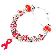 Load image into Gallery viewer, Red Ribbon Awareness Bracelet