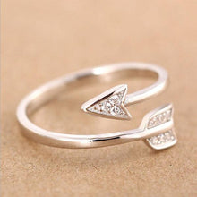 Load image into Gallery viewer, Silver Plated Arrow Crystal Ring
