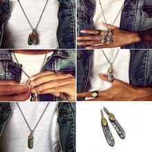Load image into Gallery viewer, Stainless Steel Double Feather Pendant
