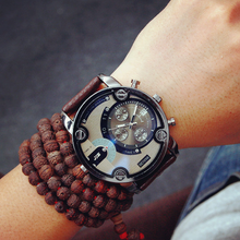 Load image into Gallery viewer, Men's Leather Band Steel Shell Watch
