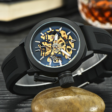 Load image into Gallery viewer, Black Silicone Strap Mechanical Watch
