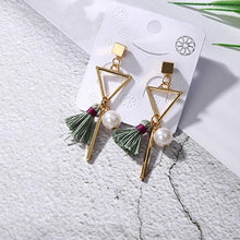 Load image into Gallery viewer, Geometric Triangle Tassel Earring

