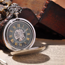 Load image into Gallery viewer, Silver Shield Full Hunter Pocket Watch
