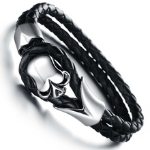 Load image into Gallery viewer, Dirty Skull Black Leather Men's Bracelet
