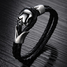 Load image into Gallery viewer, Dirty Skull Black Leather Men's Bracelet
