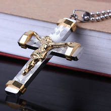 Load image into Gallery viewer, 24K Gold Plated Two Tone Cross Pendant
