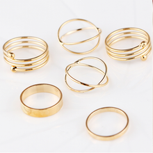 Load image into Gallery viewer, 6pc Gold Stackable Ring Set
