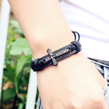 Load image into Gallery viewer, Cross Leather Vintage Bracelet
